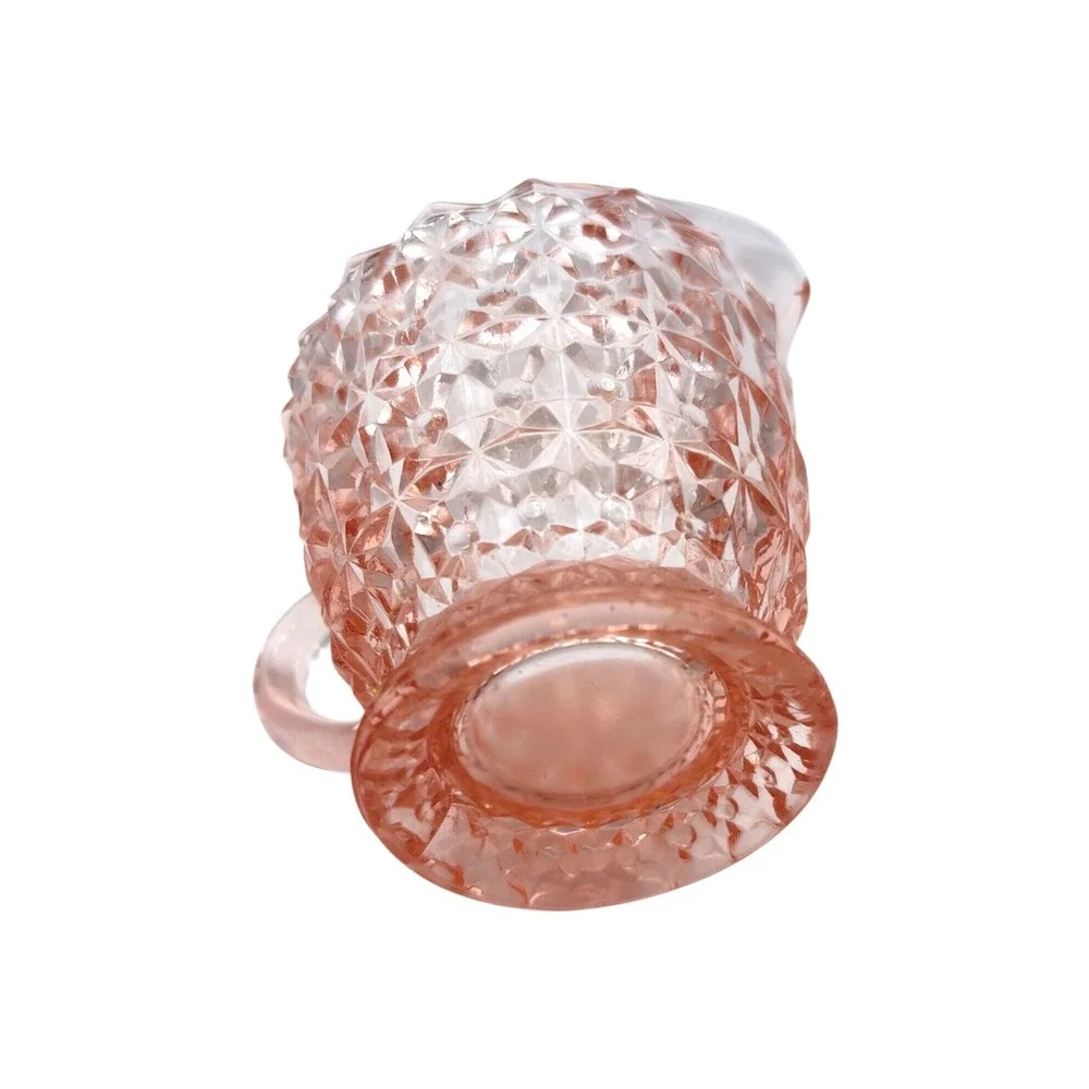 Vintage Jeannette Glass Pink Depression Glass Buttons & Bows Creamer Pitcher